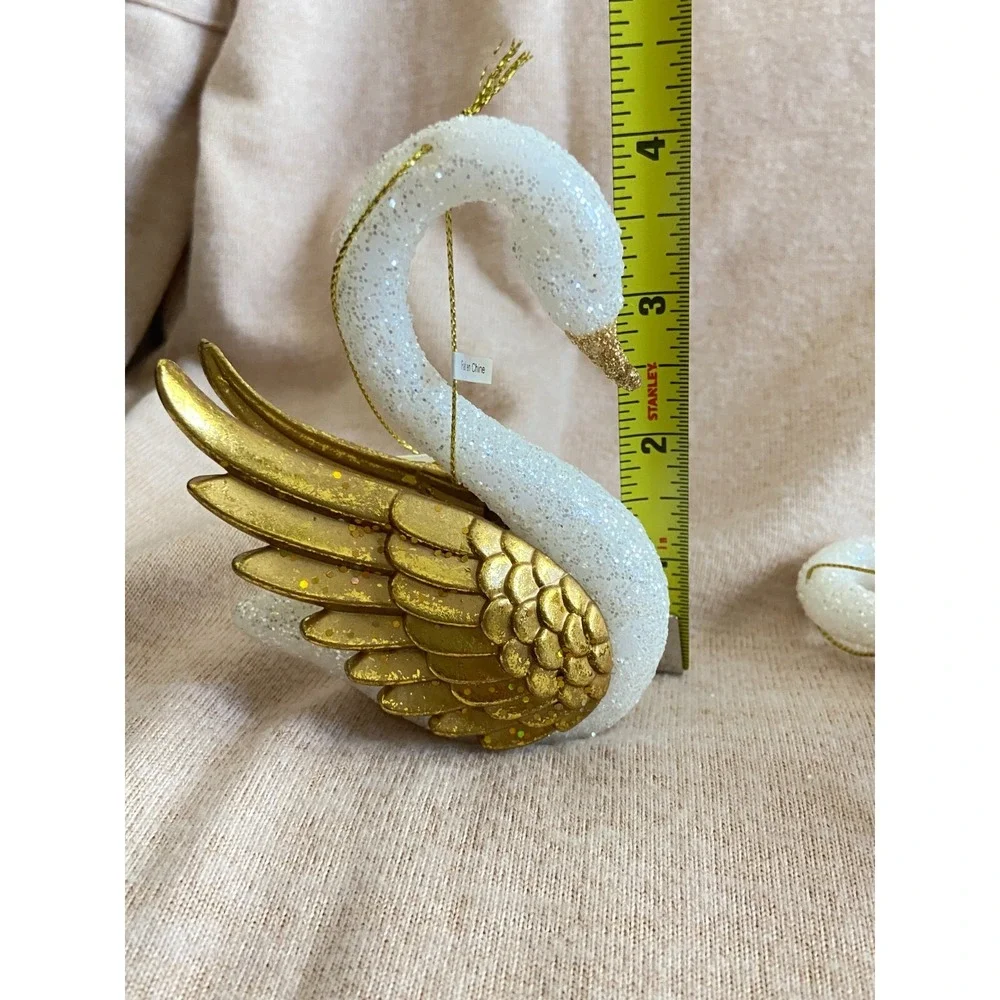 Katherine's Collection ~Vintage Glittering Swan Golden Wings Christmas Ornaments